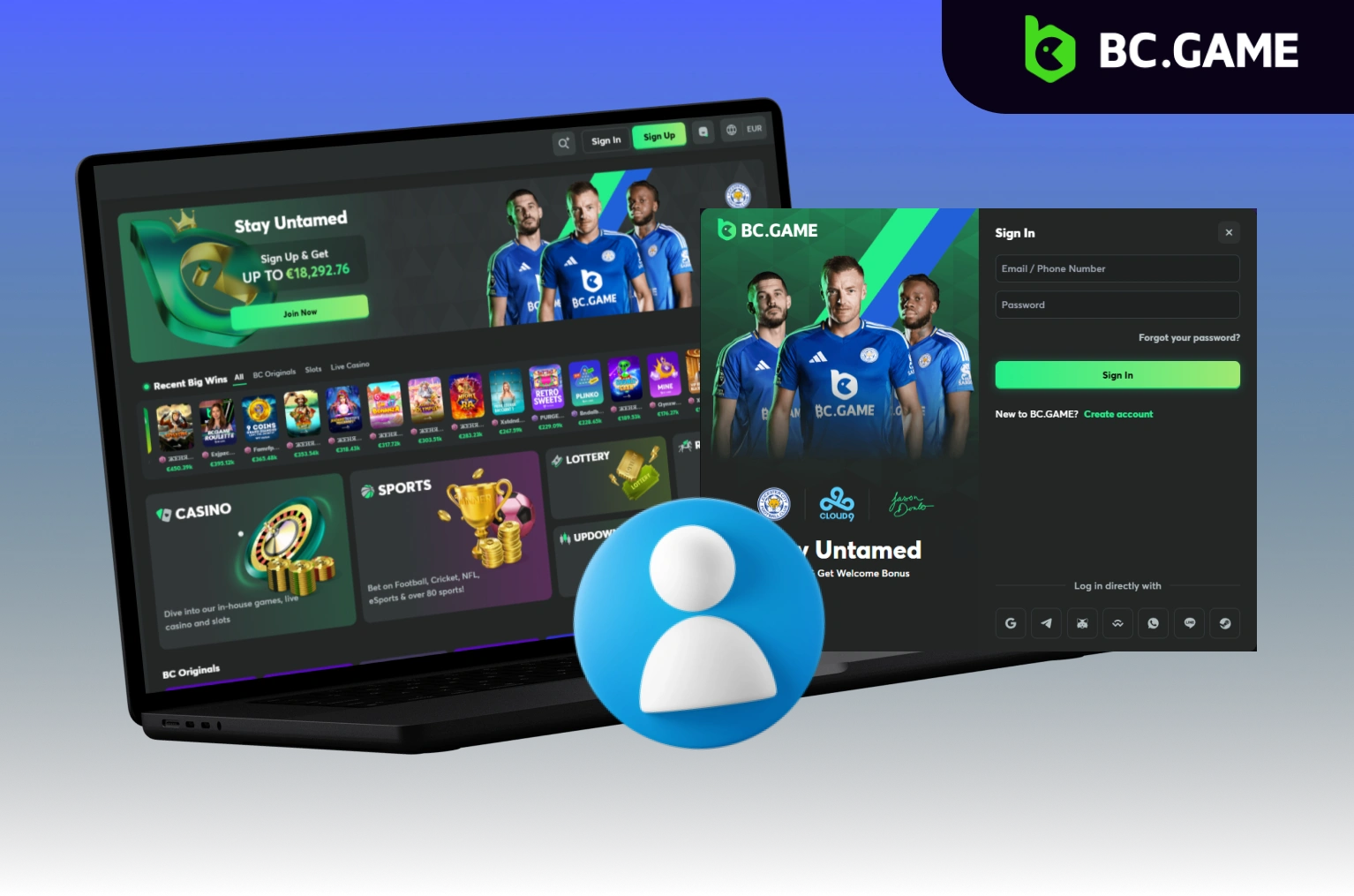 BC Game login banner